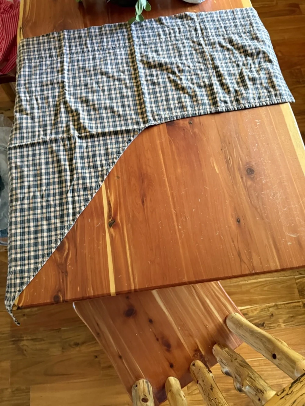3 pc lined plaid swag valance set
